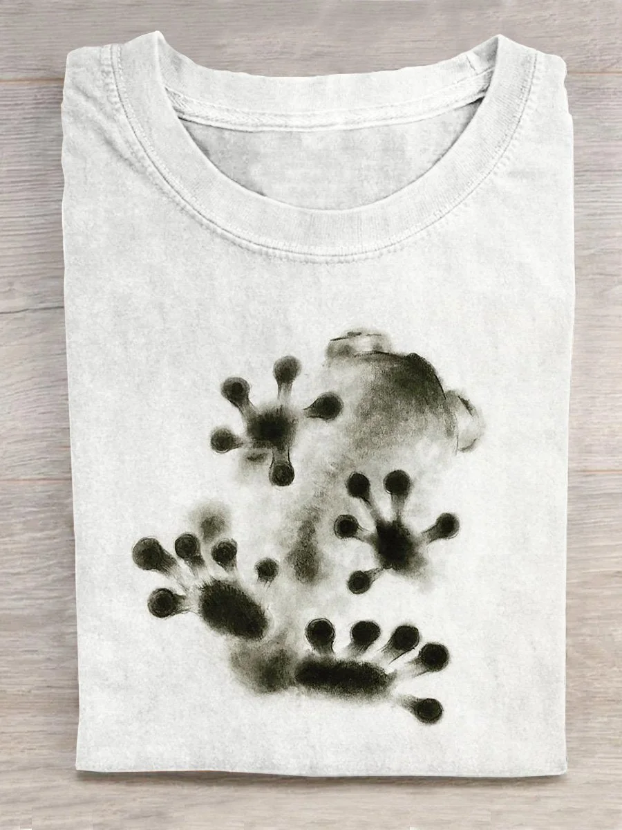 Eagerlys Blurred Frog Silhouette Art Printed T-shirt Eagerlys