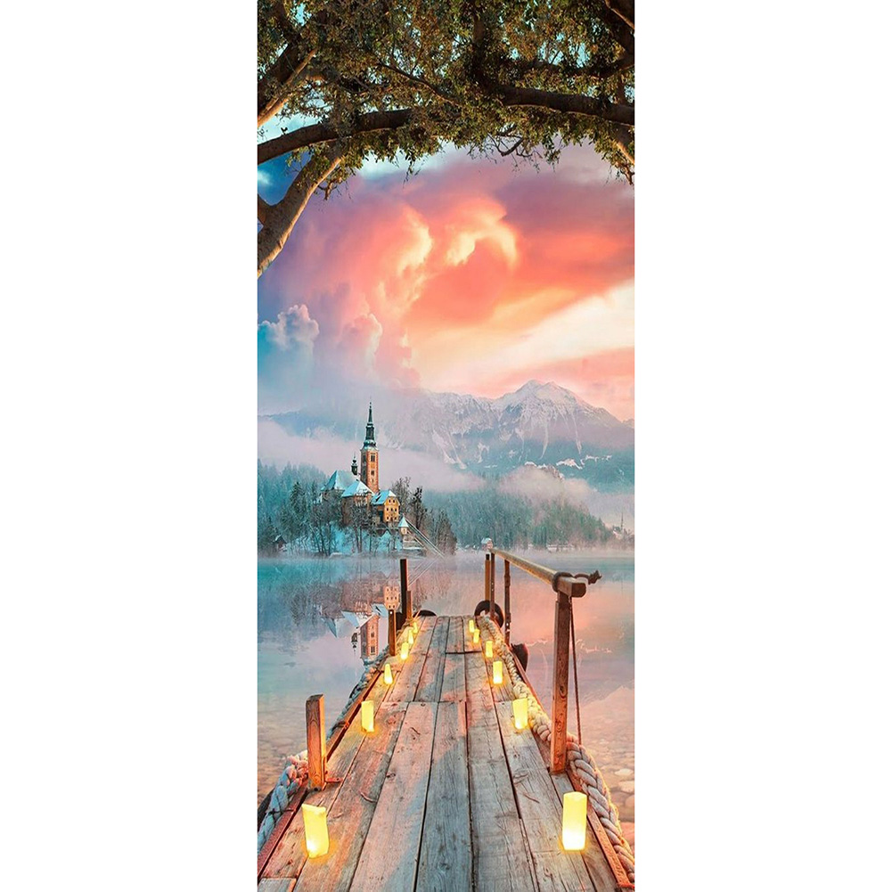 

50*110CM - Round Drill Diamond Painting - River Bridge, 501 Original
