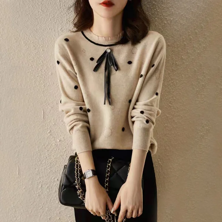 As Picture Paneled Shift Vintage Cotton-Blend Sweater QueenFunky