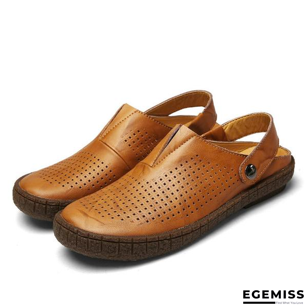 Men PU Split Leather Sandals Beach Breathable Sandal Shoes | EGEMISS