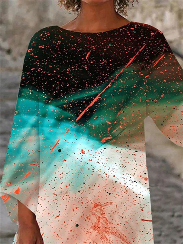 Women Half Sleeve V-neck Solid Color Dress