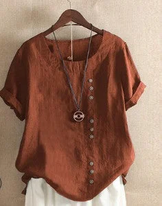 Brownm Summer Retro Large Loose Linen Sleeve Women's Clothing