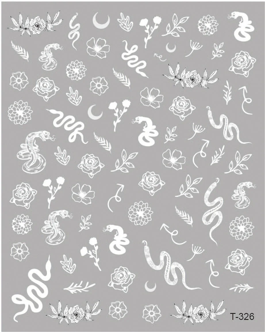 3D Nail Stickers Snake Dragons Design Adhesive Water Transfer Stickers DIY Nail Art Decoration Manicure Salon Acrylic Tips Tool-Nail Inspo