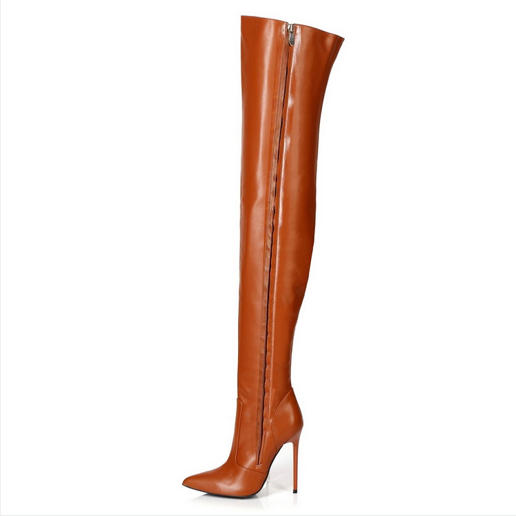 Custom Tan Thigh-High Stilettos Vdcoo