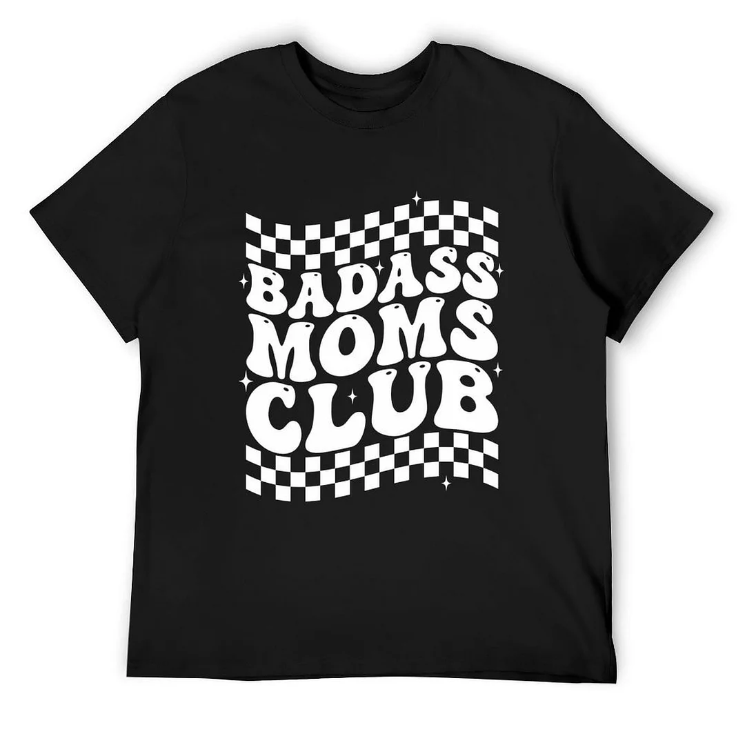 Printed Unisex Short Sleeve Cotton T-shirt for Men and Women Pattern Bad Ass Moms Club