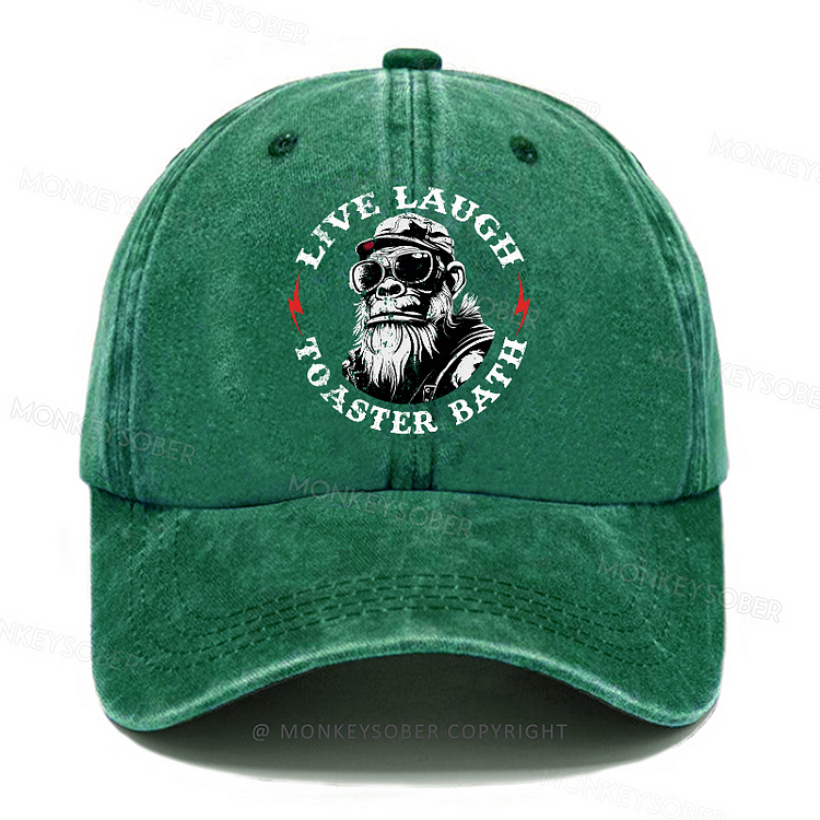 Personalized "Live Laugh Toaster Bath " Custom Washed Baseball Caps