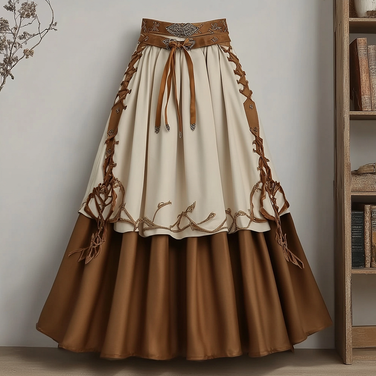 Utbros Women's Vintage Viking Rune Cotton And Linen Casual Skirt