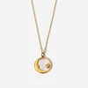 White Shell Moon Star Round Pendant 18K Golden Necklace