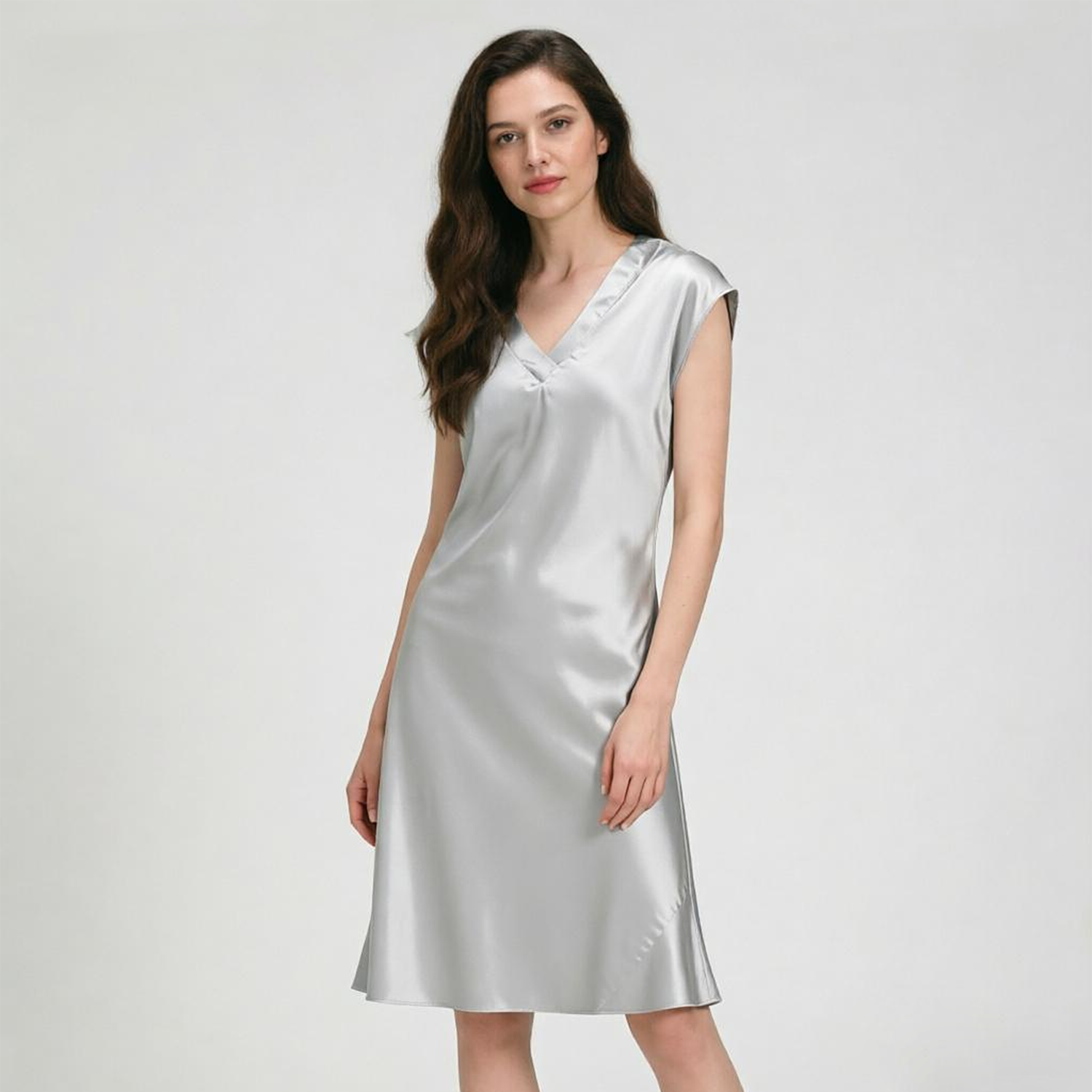 Silk Nightgown Women 22 Momme Mulberry Silk Short Sleeve Elegant Sleepwear REAL SILK LIFE