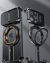 iPhone Slide Cover Protect Lens 360 Degree Rotating Bracket Frameless Magnetic Phone Case