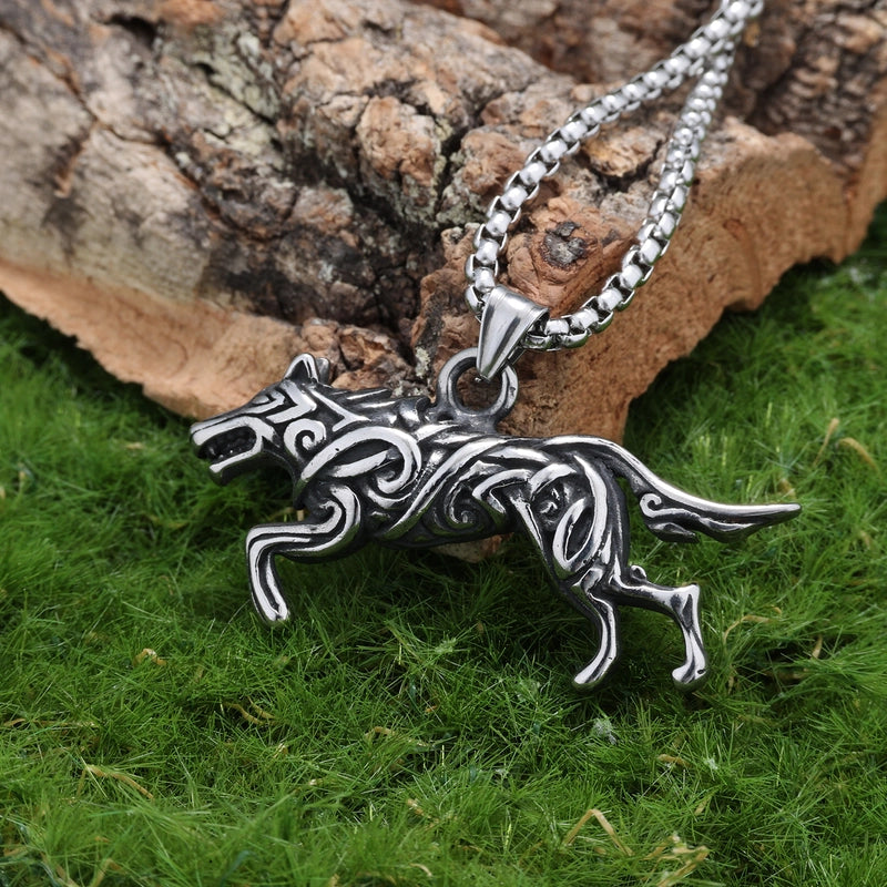Viking Celtic Wolf Titanium Steel Pendant Hip Hop Creative Pendant Men's Trendy Viking Pendant Necklace Ornament2