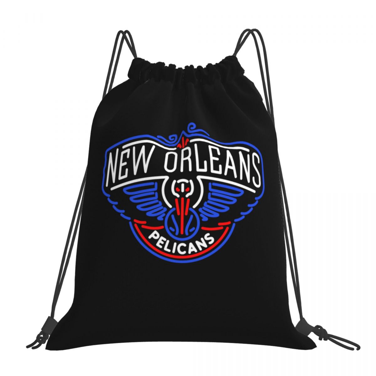 New Orleans Pelicans Black Unisex Drawstring Backpack Bag Travel Sackpack