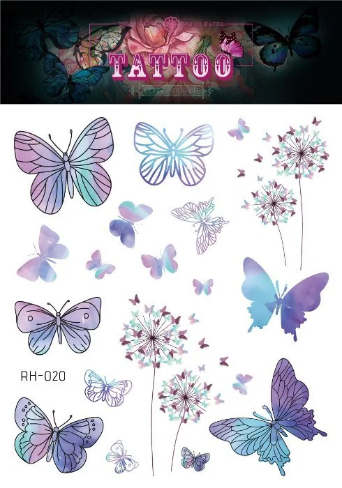 24 Kinds 3D Butterfly Tattoo Flowers Watercolor Temporary Body Art Sticker Disposable Make Up Concealer tatouage temporaire