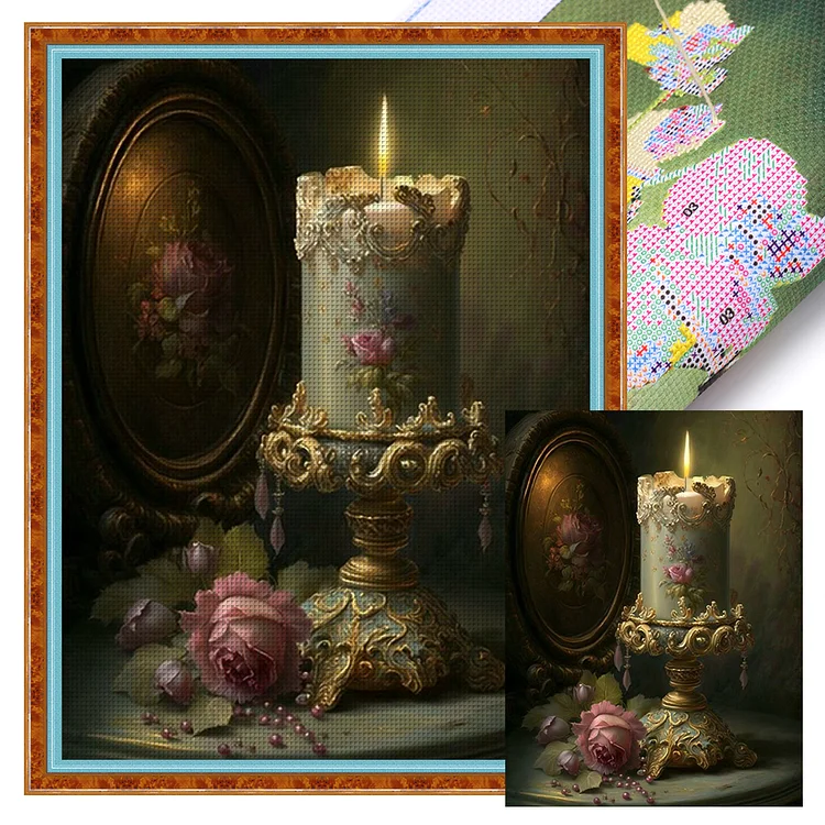 Candle Lamp On The Table (40*55cm) 11CT Stamped Cross Stitch gbfke