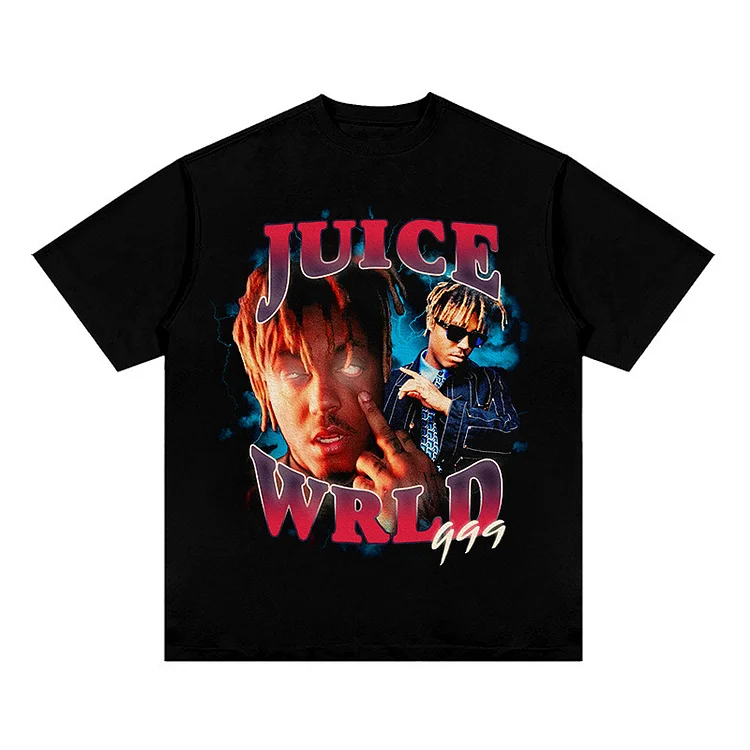 Hip Hop Rap Star Juice Wrld Print T-Shirt Oversized T-Shirts Streetwear at Hiphopee