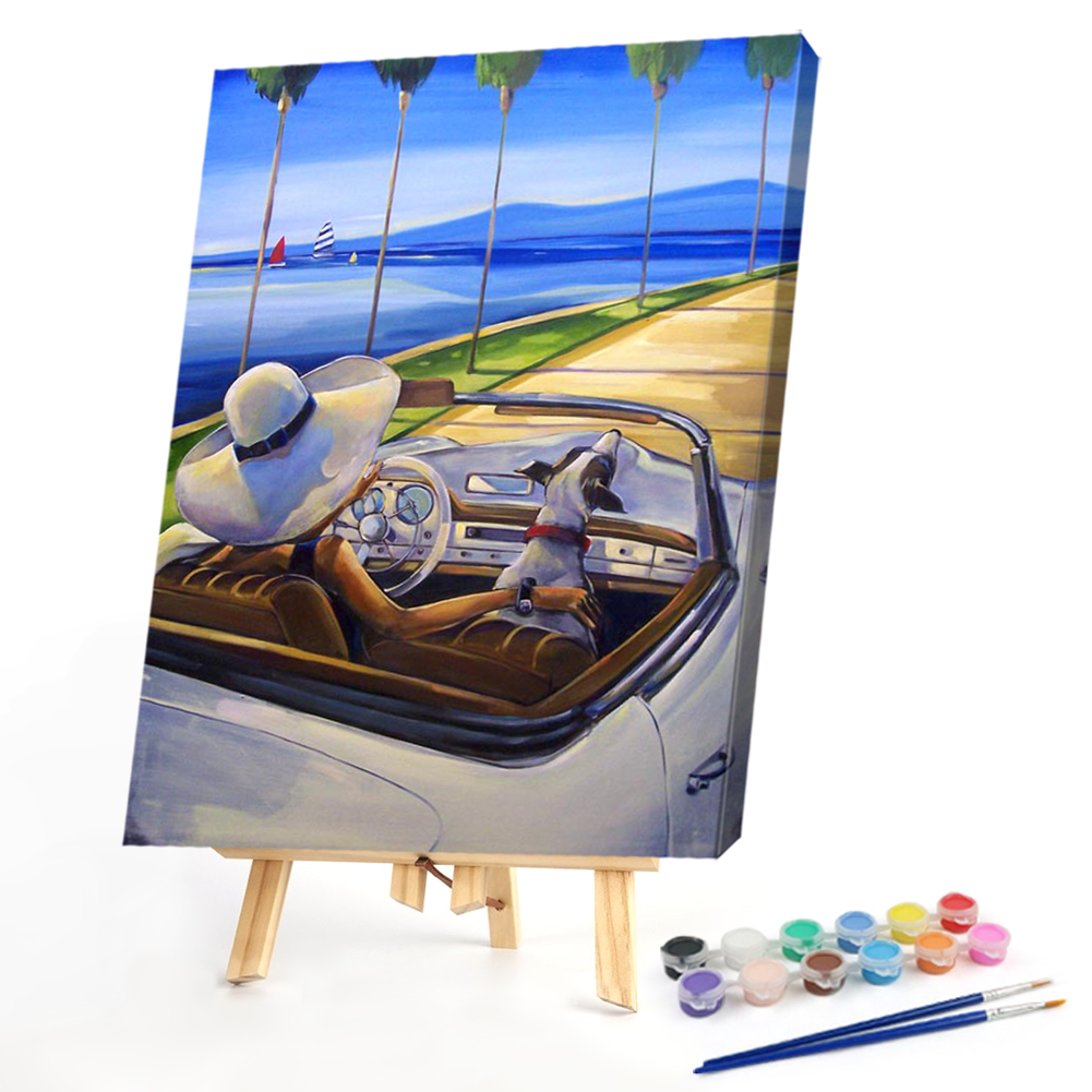 

40*50CM - Paint By Numbers - Girl Driving, 501 Original