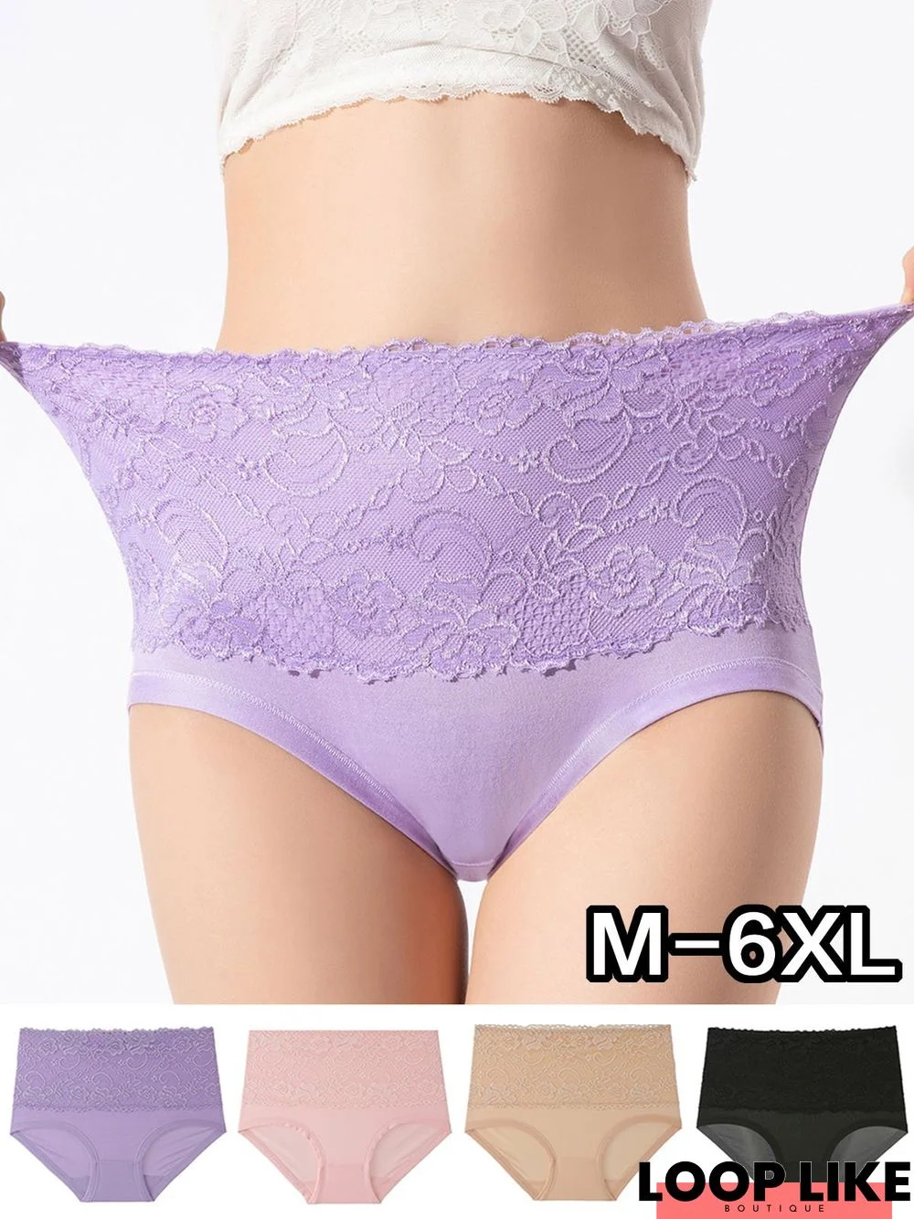 Comfortable Soft Lace High Waist Brief Plus Size