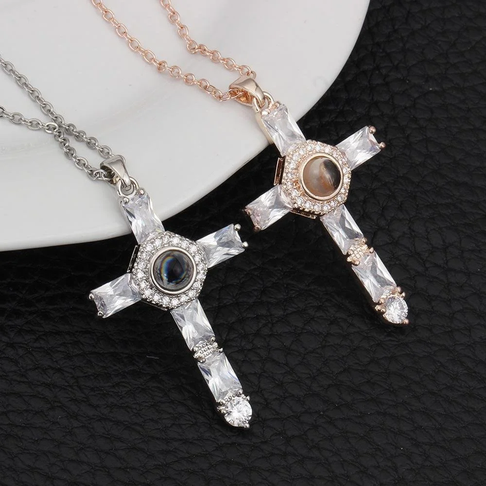 Cross Necklace with Lords Prayer Inside