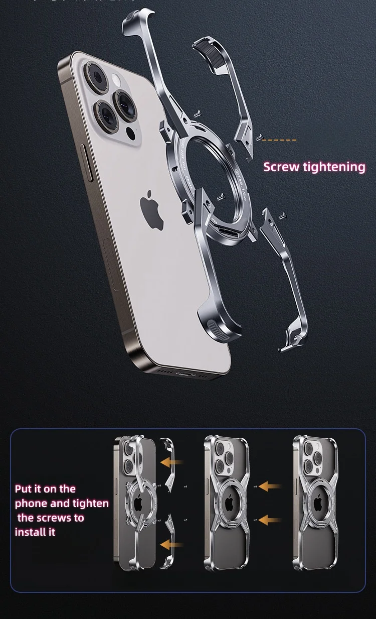 Suitable for iPhone 15 series frameless hollow aluminum alloy mobile phone case