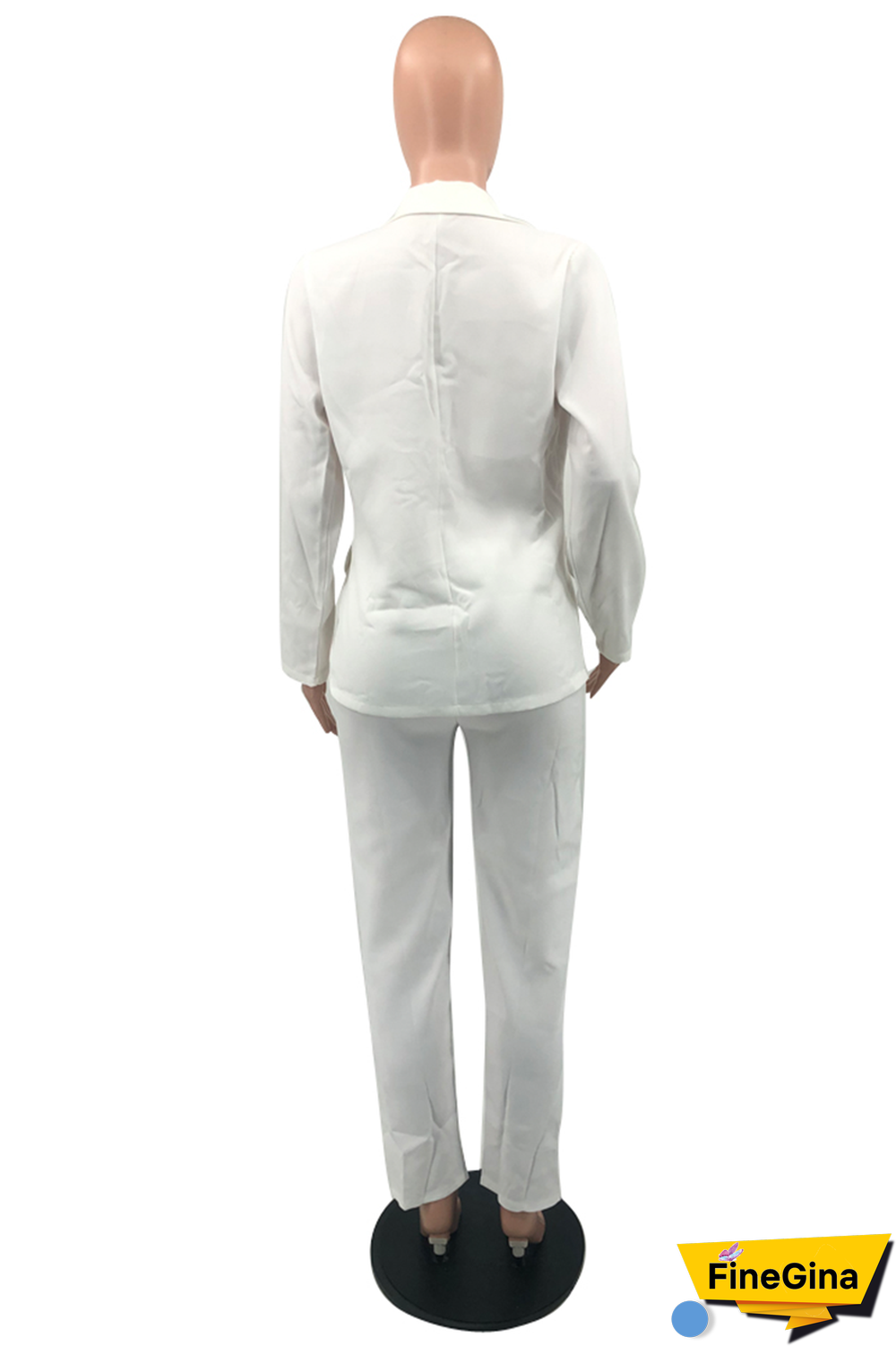 Pink Fashion Solid Buckle Turndown Collar Long Sleeve Two Pieces