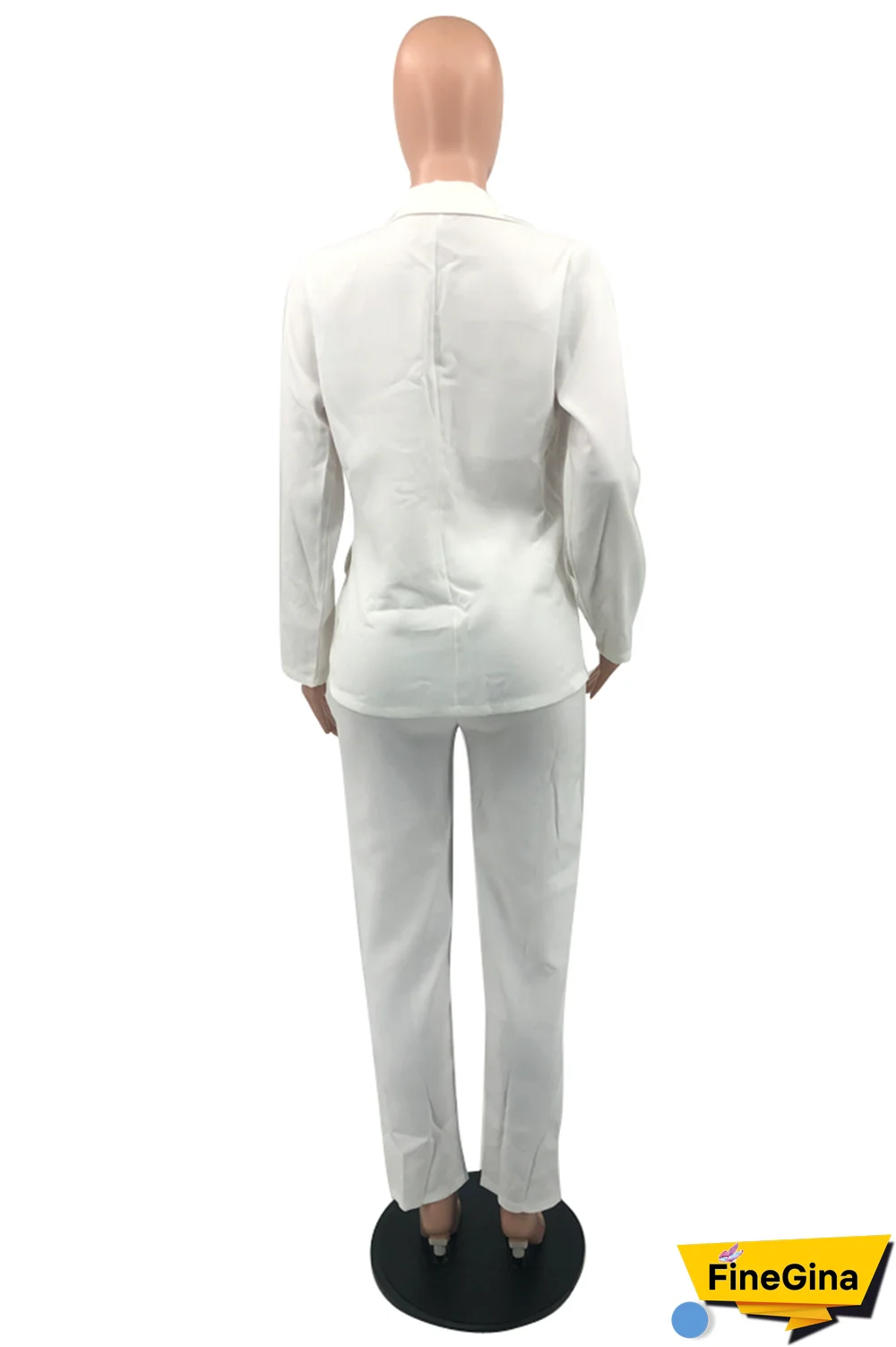 Pink Fashion Solid Buckle Turndown Collar Long Sleeve Two Pieces