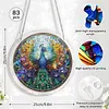 (18.5cm)DIY Acrylic Jigsaw Puzzle Window Hanging with Hanging Chain DIY Stained Glass Decoration Round Window Puzzle Decor for DIY Craft Project (Peacock)