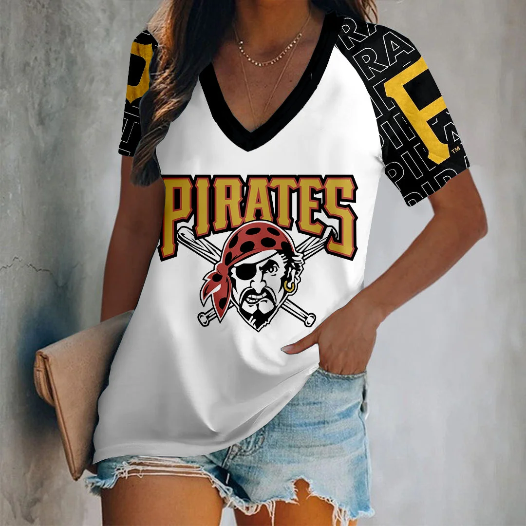 Women's Printed Short Casual V-Neck T-Shirt