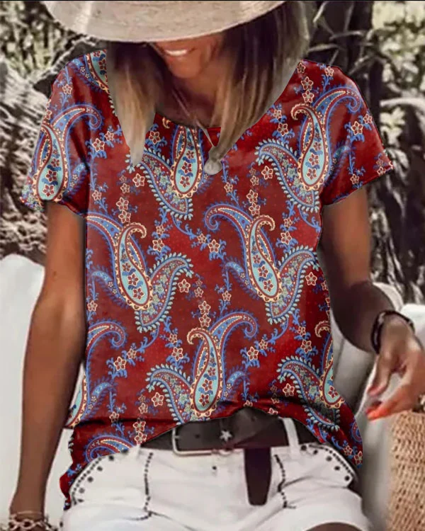 Paisley Floral Crewneck Top