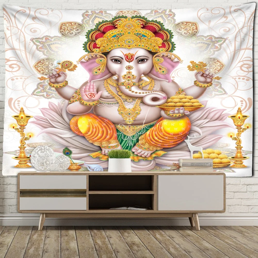 Elephant Indian Mandala Tapestries Multiple Sizes Wall Hanging Ganesha Tapestry Walls Decor Polyester Fabric Home Decor