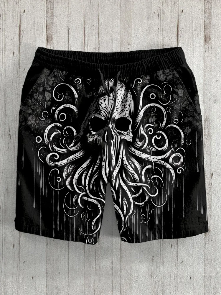 Cthulhu Inspired Tentacles Lover Linen Blend Shorts