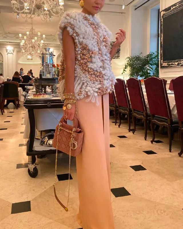 Women's elegant multicolor trousers pants - 01