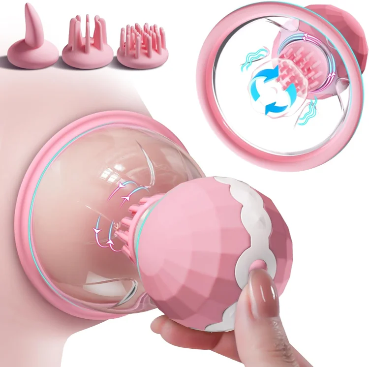 pearlsvibe -  360° Rotating Breast Suckers With 3 Nipple Brushes
