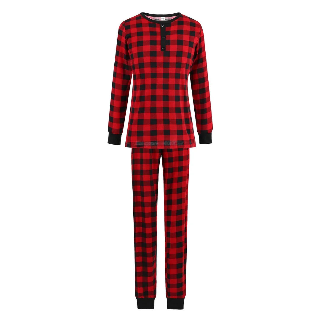 Christmas Black-Red Plaid Family Matching Pajamas Set  (with Pet Dog Clothes)