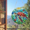 (Upgrade Size)DIY Diamond Painting Double Sided Effect Stained Glass Panel Decorative Home Garden Decoration Hanging Kit(Turtle)