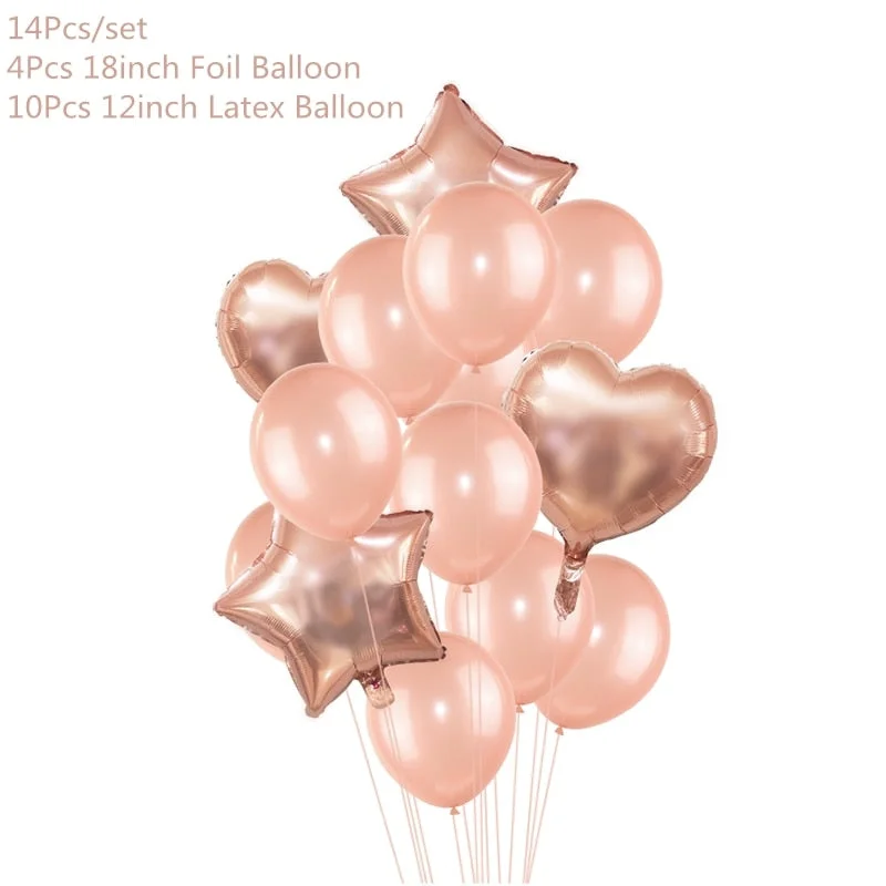 Rose Gold Confetti Baloons Foil Champagne Star Balloon Wedding Latex Ballon globos BabyShower Birthday Party Decoration Supplies