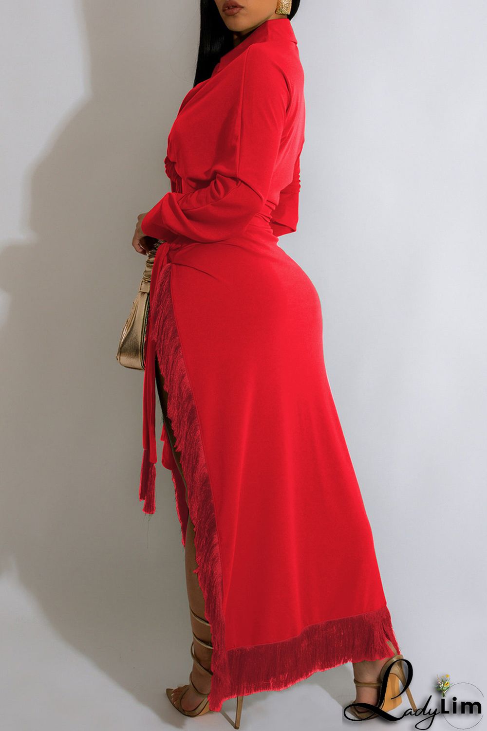 Blue Casual Solid Frenulum Slit Turndown Collar Long Sleeve Two Pieces