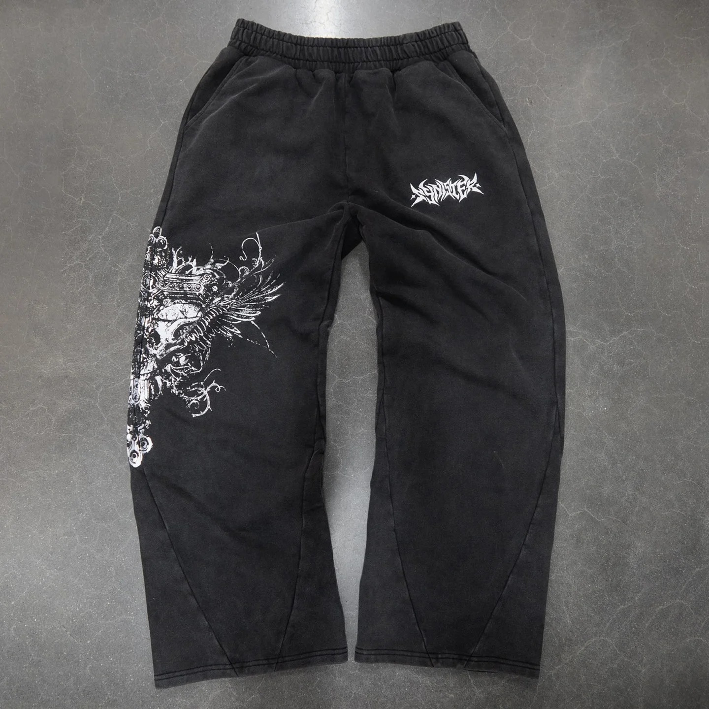 Vintage Skull Print Casual Flared Sweatpants