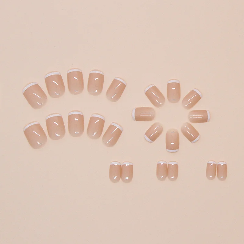 Churchf Churchf Nails Wear Nail Solid Color French Detachable Beauty Nail Strip Simple Nail Patch 24 Pieces