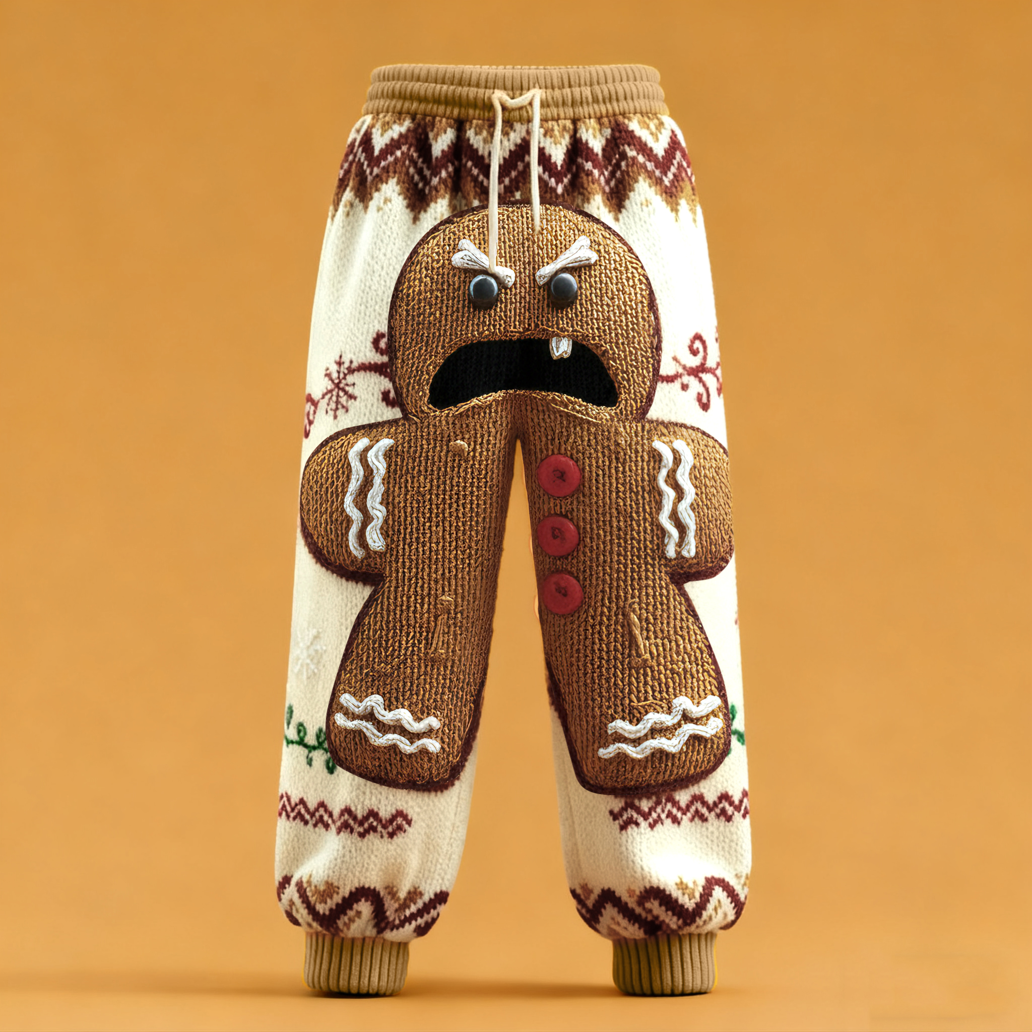 Men's Fun Screaming Gingerbread Man Christmas Sweatpants elevenforest