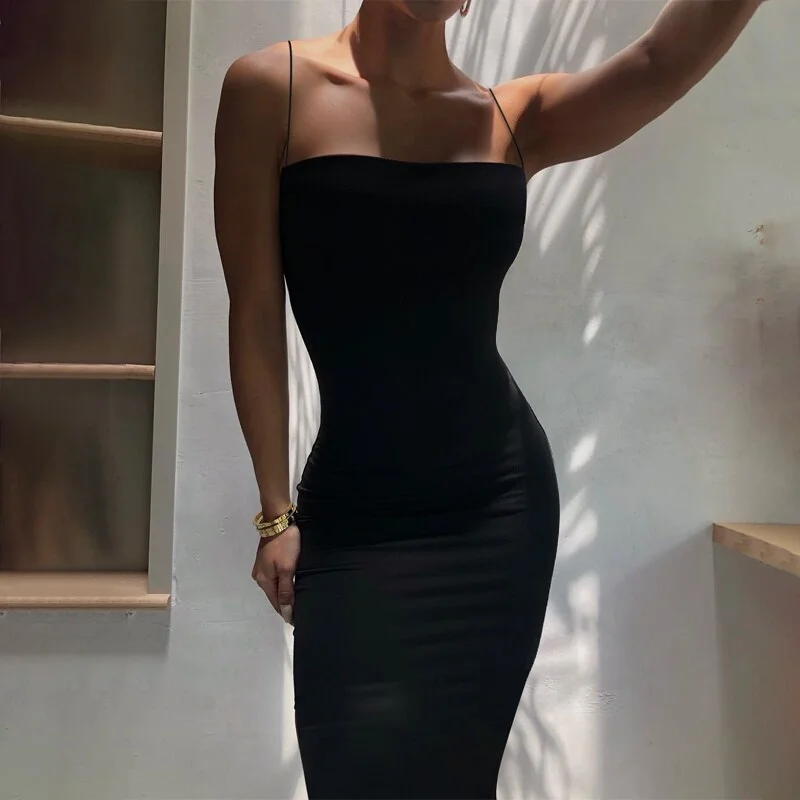 Ladies Backless Spaghetti Strap Dress Vestidos Summer Women Sleeveless Bodycon Dress Fashion Party Clubwear 2011