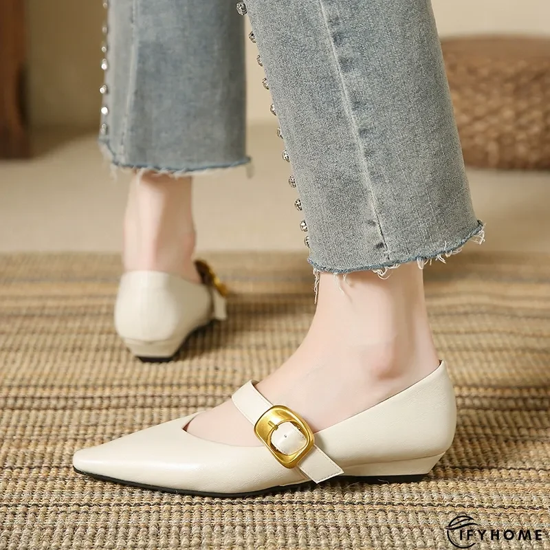 Women's Simple Buckle Casual High Heels | IFYHOME