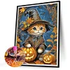 Chats D'Halloween Complète Rond Diamant Peinture 30X40CM