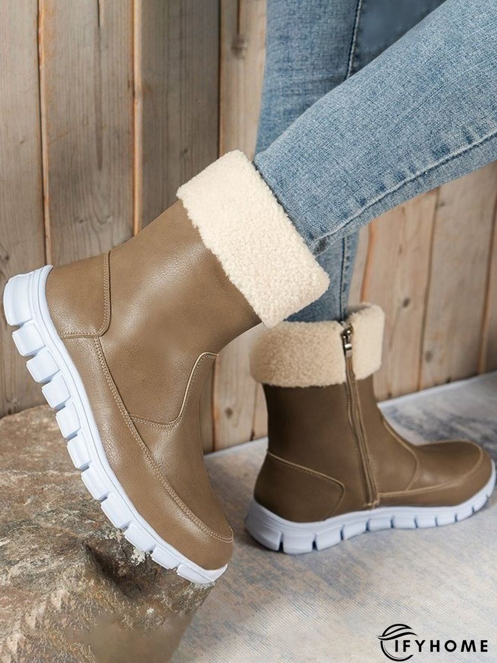 Warm Comfort Lightweight Soft Sole Patchwork Zipper Snow Boots | IFYHOME