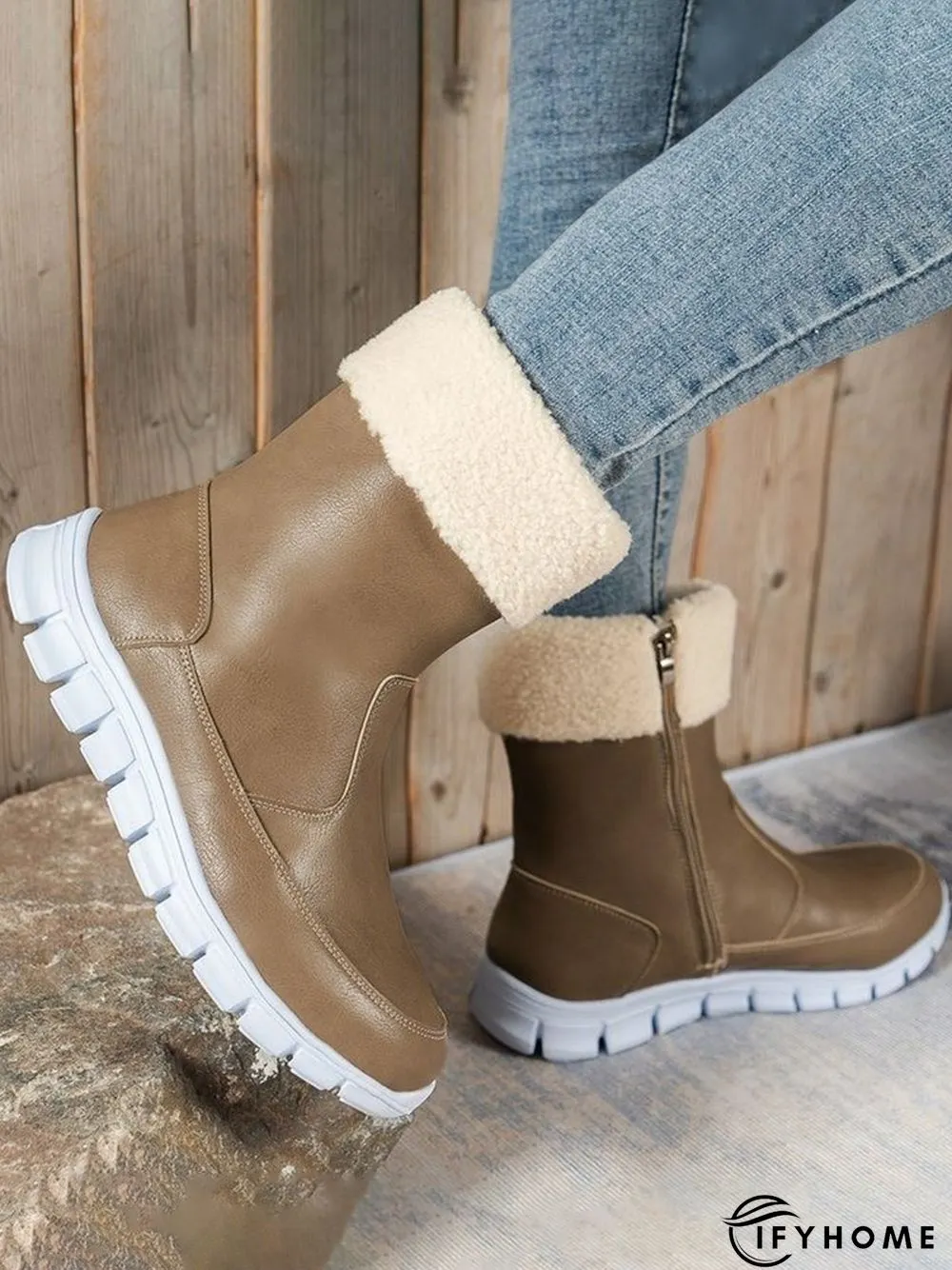 Warm Comfort Lightweight Soft Sole Patchwork Zipper Snow Boots | IFYHOME