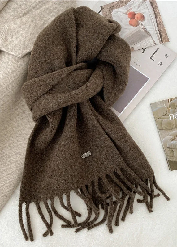 Cloud of Bats Cream Cashmere-like Tassel Scarf (All-Over Printing) main image 1