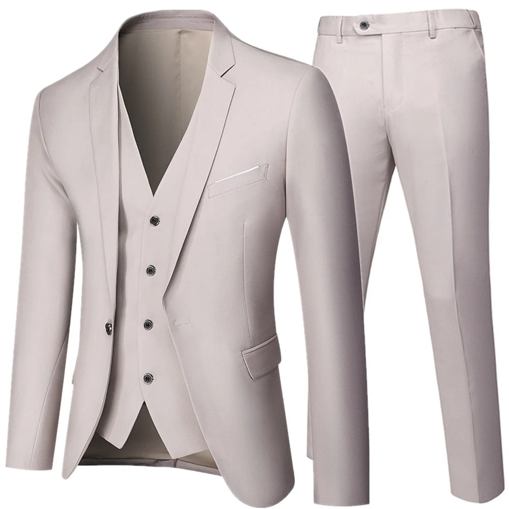 Graduation Gift Business Suit Jacket Coat Blazers Trousers Waistcoat Men's Party Three Pieces Pants Vest Large Size Professional Suits