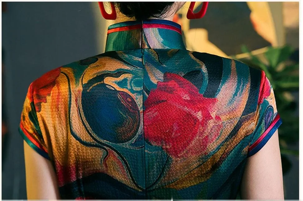 Old Shanghai style, 19 mome mulberry silk, high end long Qipao