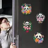 6Pcs Acrylic Flower Panda Diamond Art Refrigerator Magnets Sticker for Beginners