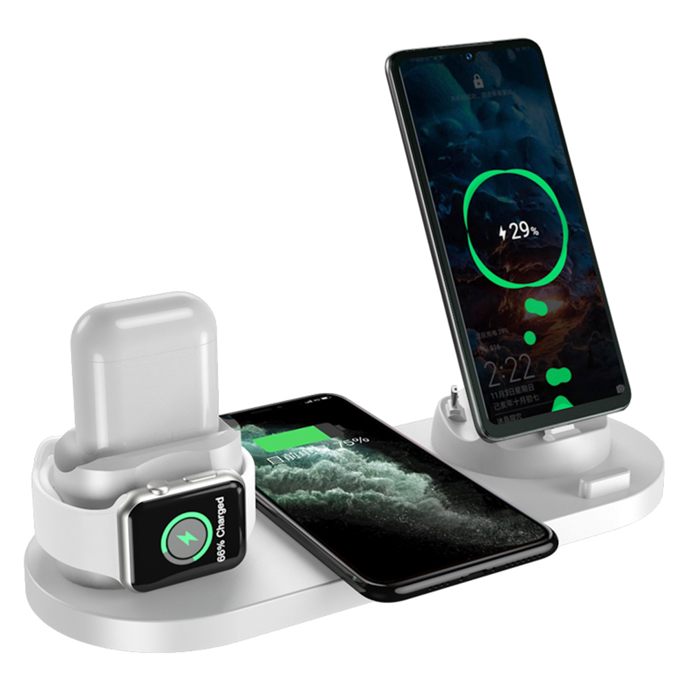 

6 in 1 QI Wireless Charger Station for Apple Type C Micro Charging Dock, Black, 501 Original