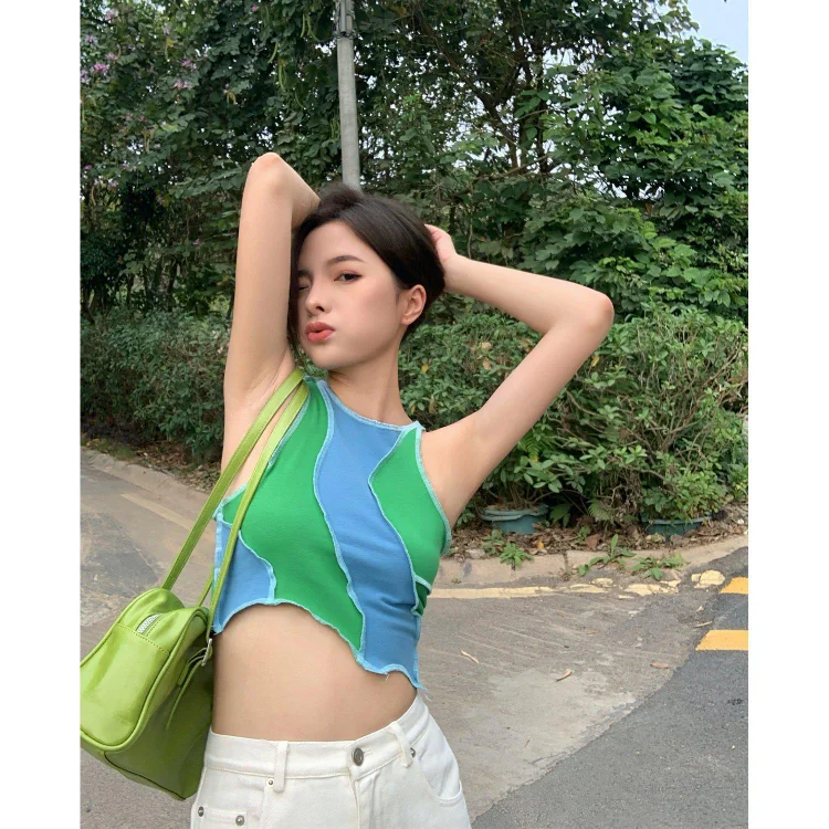 Korean Fashion Irregular Color-blocking Vest TK106